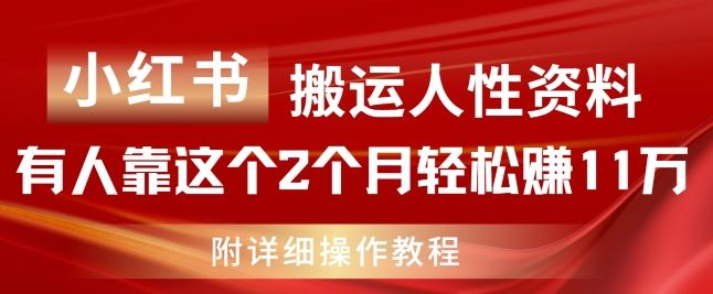 小红书搬运人性资料，有人靠这个2个月轻松赚11w，附教程【揭秘】-聊项目