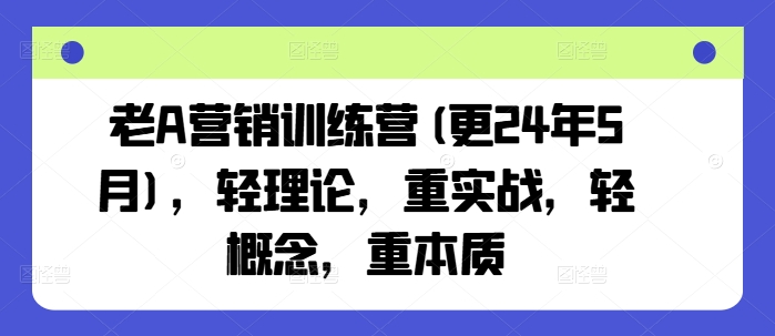 老A营销训练营(更24年9月),轻理论,重实战,轻概念,重本质-聊项目