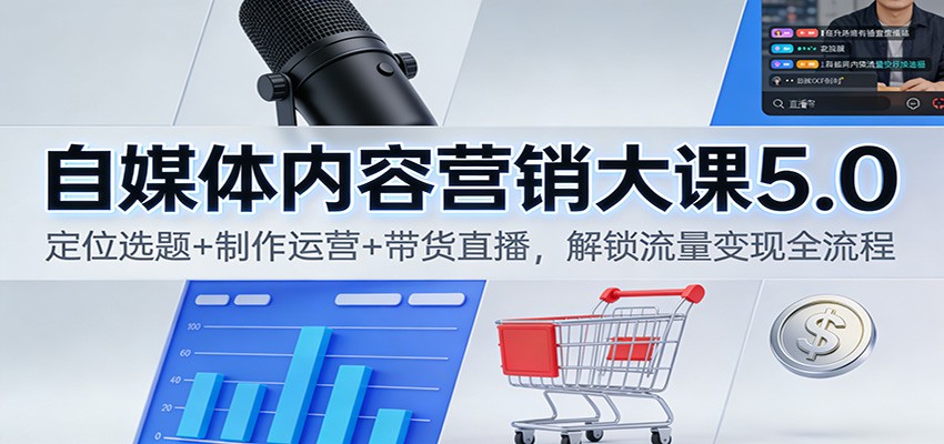 自媒体内容营销大课5.0：定位选题+制作运营+带货直播，解锁流量变现全流程-聊项目