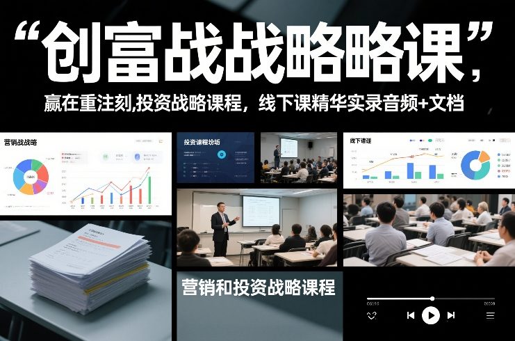 创富战略课，赢在重注时刻，营销和投资战略课程，线下课精华实录音频+文档-聊项目