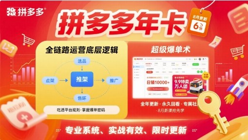 拼多多年卡，拼多多全链路运营底层逻辑，超级爆单术【更新26年1月】-聊项目