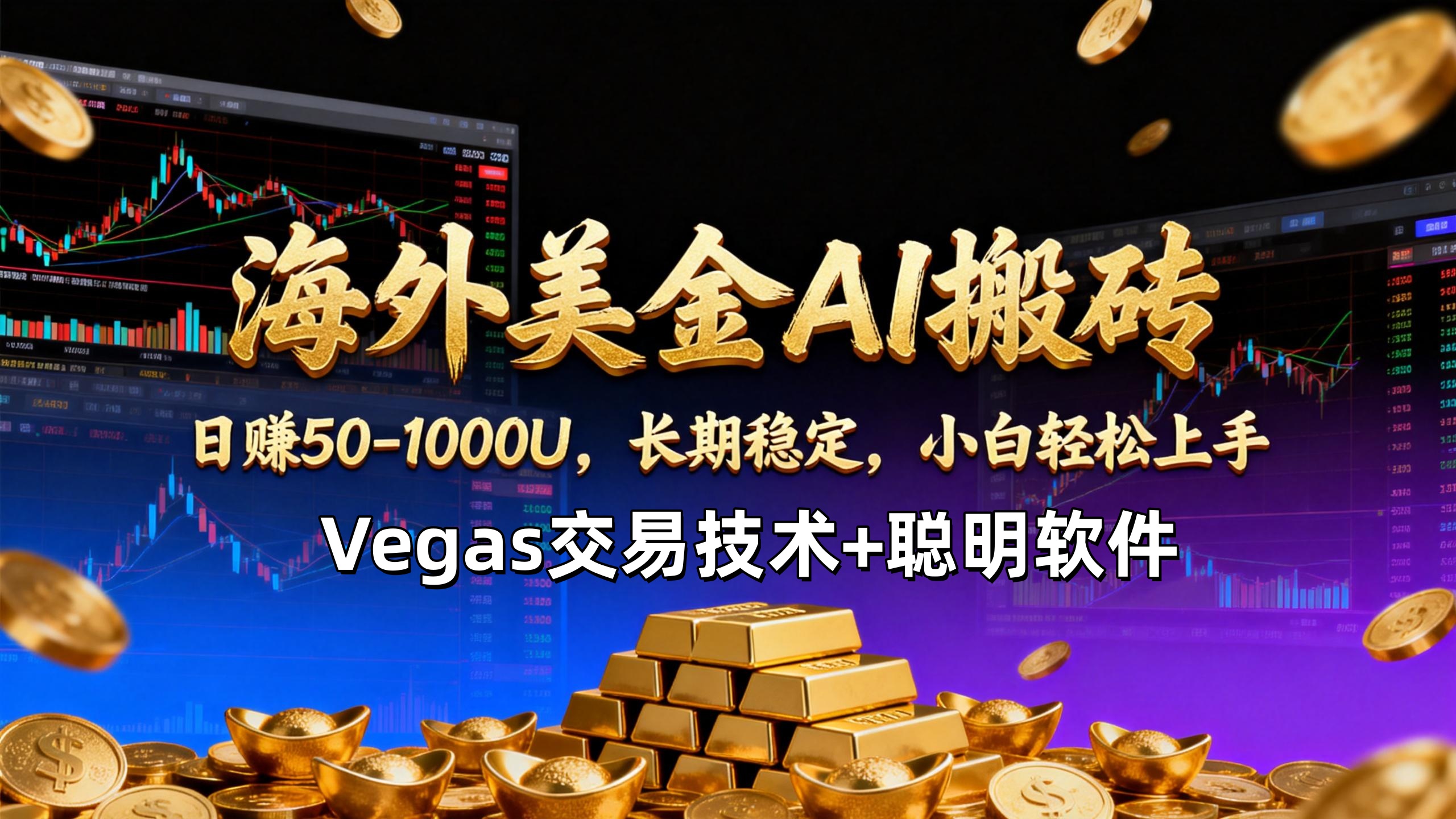 【海外美金AI搬砖】Vegas交易技术+聪明软件，日赚50-1000U，长期稳定，小白轻松上手。-聊项目