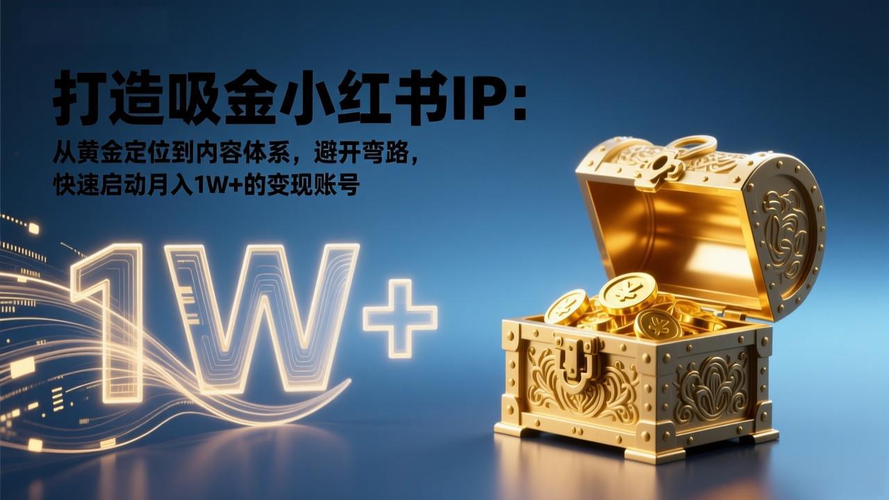 打造吸金小红书IP：从黄金定位到内容体系，避开弯路，快速启动月入1W+的变现账号-聊项目