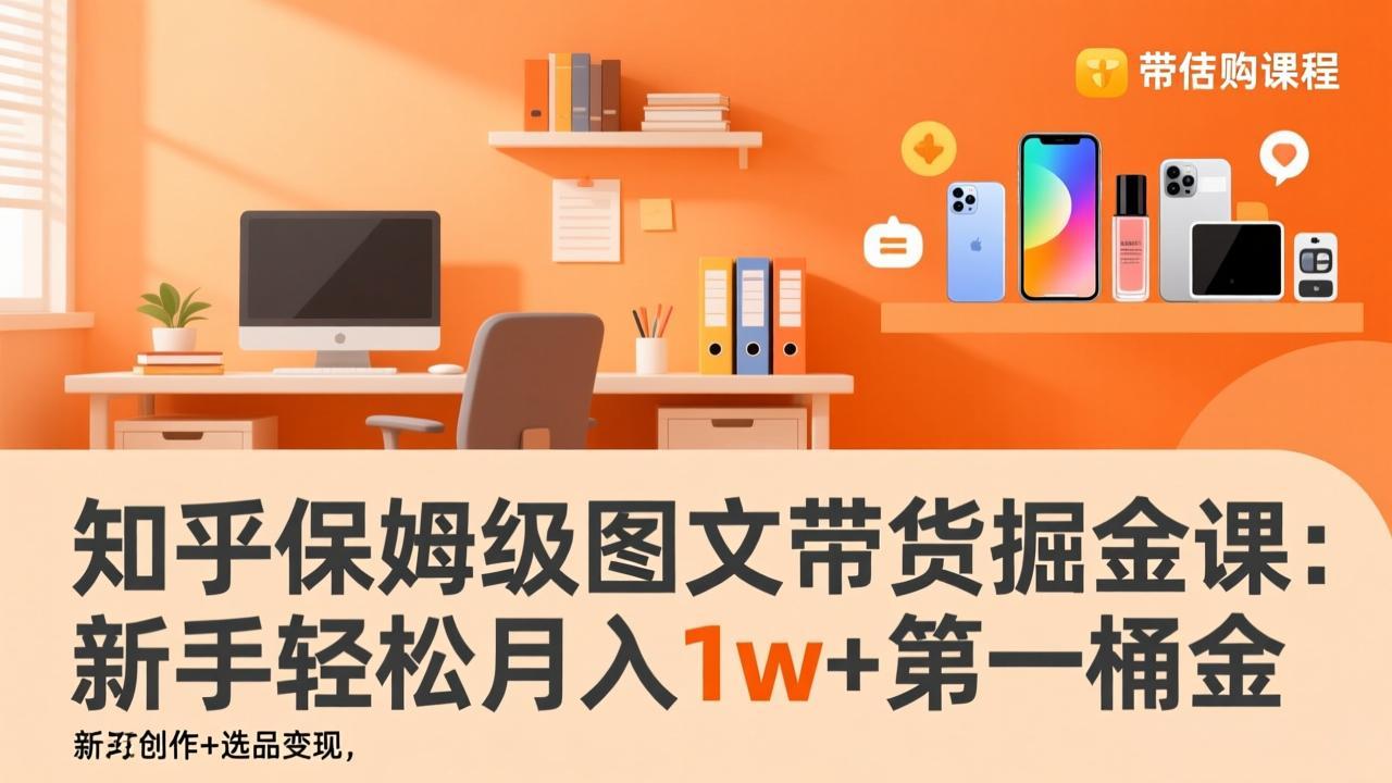 知乎保姆级图文带货掘金课：账号打造+爆文创作+选品变现，新手轻松月入1w+第一桶金-聊项目