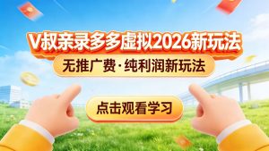 0 成本起步！拼多多虚拟电商新玩法，V 叔带你日入三张-聊项目