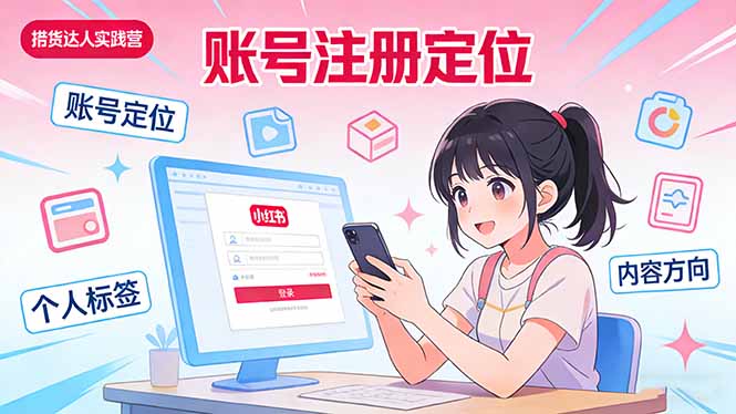 小红书带货达人实战营：账号注册定位、内容创作、选品策略、带货技巧、流量运营等-聊项目
