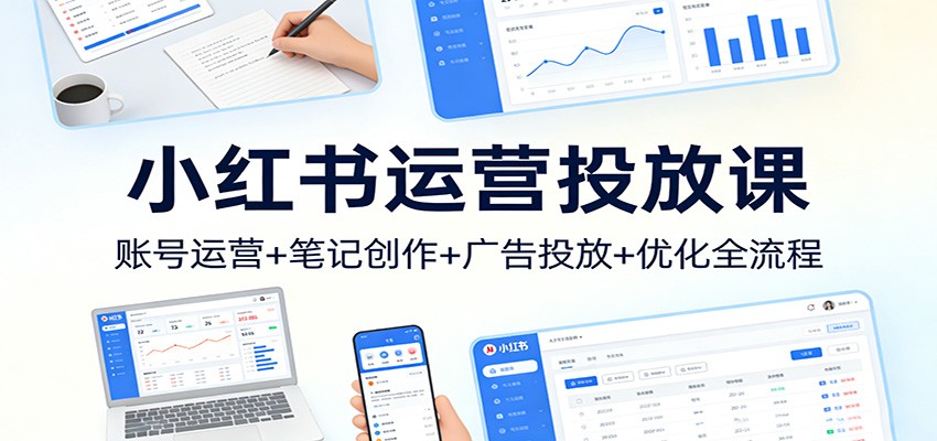 小红书运营投放课：账号运营+笔记创作+广告投放+优化全流程-聊项目