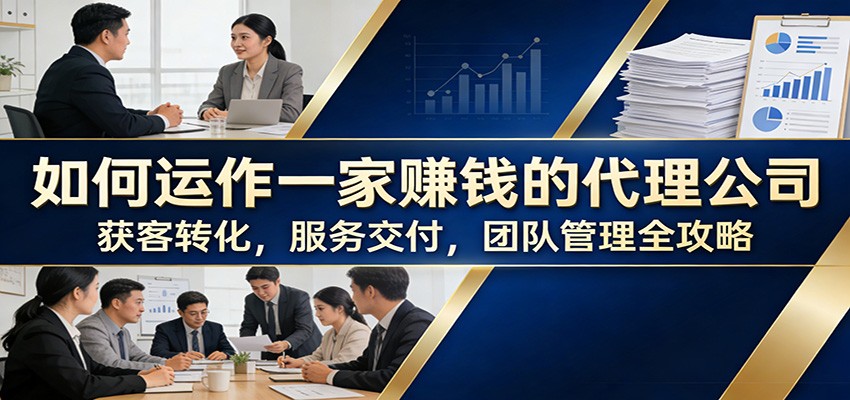 如何运作一家赚钱的代理公司：获客转化，服务交付，团队管理全攻略-聊项目