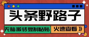 头条单账号日收益300+野路子玩法赛道,无脑搬砖复制粘贴,保姆级教程-聊项目