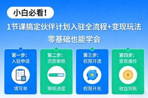 小白必看！1节课搞定伙伴计划入驻全流程+变现玩法，零基础也能学会-聊项目