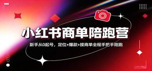 小红书商单陪跑营:新手从0起号,定位+爆款+接商单全程手把手陪跑-聊项目