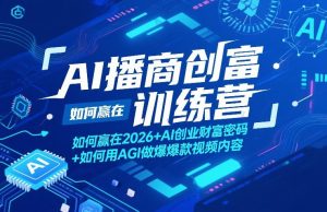 AI播商创富训练营,如何赢在2026+AI创业财富密码+如何用AGI做爆款视频内容-聊项目