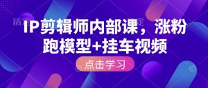IP剪辑师内部课,涨粉跑模型+挂车视频(更新)-聊项目