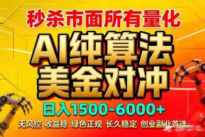 2026全网首发黑马项目,AI美金算法对冲,日入2000-6000+,稳定长效0风险,彻底告别996死工资-聊项目