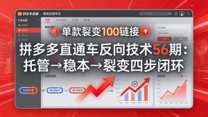 拼多多直通车反向技术56期：托管→稳本→裂变四步闭环，单款裂变100链接抢占核心流量-聊项目