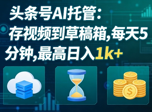 头条号AI托管，我存视频到你草稿箱，每天5分钟，最高日入1k+【揭秘】-聊项目