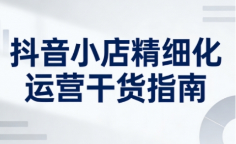 抖音小店精细化运营干货指南新版，助力商家系统提升店铺运营能力(更新26年3月)-聊项目
