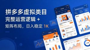拼多多虚拟类目干货:完整运营逻辑 + 矩阵布局,日入稳定 1K-聊项目