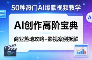50种热门AI爆款视频教学，AI创作高阶宝典，商业落地攻略+影视案例拆解-聊项目