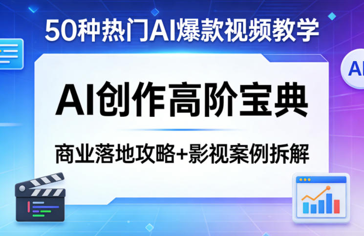 50种热门AI爆款视频教学，AI创作高阶宝典，商业落地攻略+影视案例拆解-聊项目