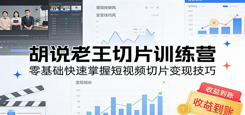 胡说老王切片训练营，零基础快速掌握短视频切片变现技巧-聊项目