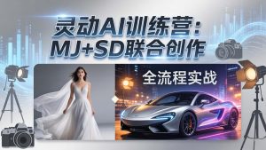 灵动AI训练营-3.0课程:MJ+SD联合创作,从婚纱大片到汽车广告,摄影后期全流程实战-聊项目
