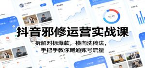 抖音邪修运营实战课：拆解对标爆款，横向洗稿法，手把手教你跑通账号流量-聊项目