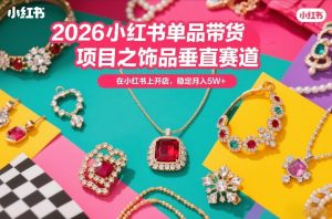 2026小红书单品带货项目之饰品垂直赛道,潮在小红书上开店,稳定月入5W+(更新0401)-聊项目