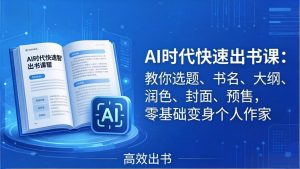 AI时代7天闪电出书课:教你选题、书名、大纲、润色、封面、预售,零基础变身个人作家-聊项目