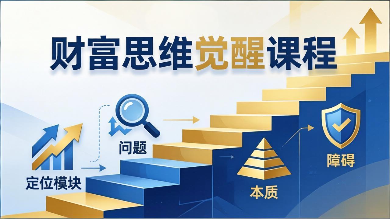 财富思维觉醒第十期：3天大课四大模块，精准定位问题看清本质，扫清人生障碍-聊项目