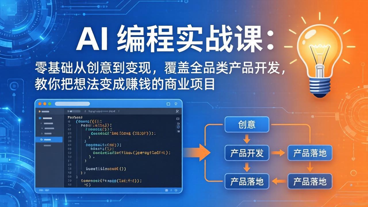 AI编程实战课-第三期-更新：零基础从创意到变现，覆盖全品类产品开发，把想法变成赚钱的项目-聊项目