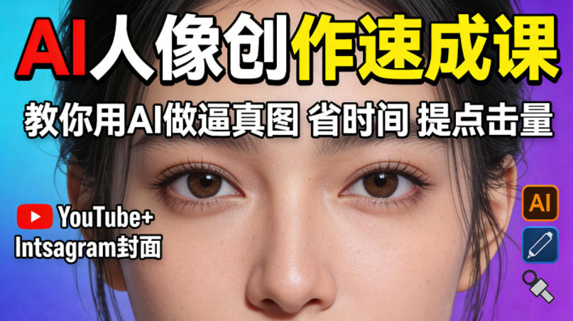 YouTube+Instagram封面没人点？AI人像创作速成课，教你用AI做逼真图，省时间还能提点击量！-聊项目