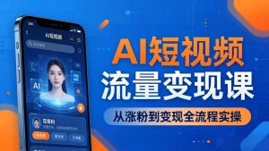 AI短视频流量变现课：一部手机玩转数字人克隆+爆款制作，从涨粉到变现全流程实操-聊项目