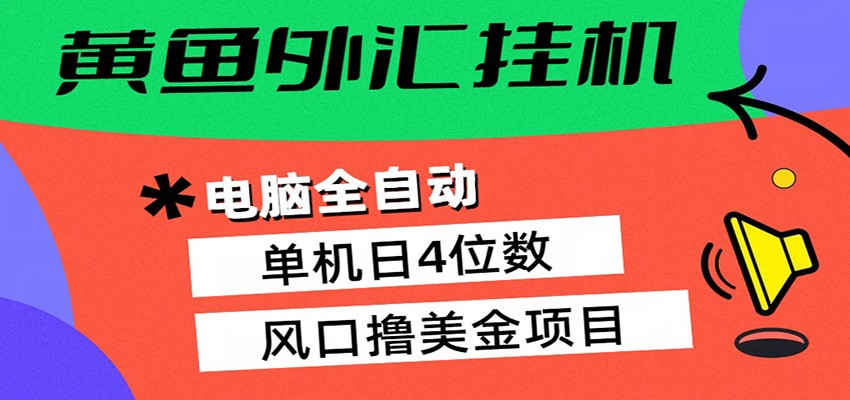 黄鱼外汇挂机：全自动赚美金、自动交易、风口项目-聊项目