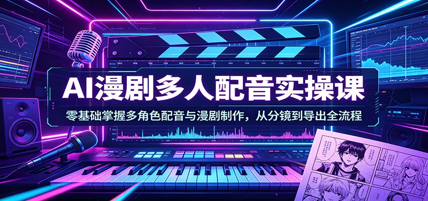 AI漫剧多人配音实操课：零基础掌握多角色配音与漫剧制作，从分镜到导出全流程-聊项目