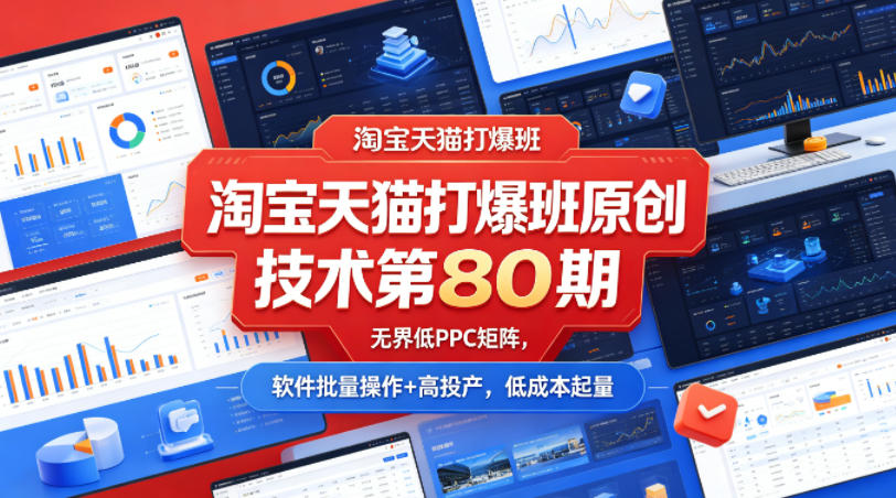 淘宝天猫打爆班原创技术第80期，无界低PPC矩阵，软件批量操作+高投产，低成本起量-聊项目