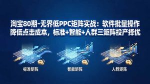 淘宝80期-无界低PPC矩阵实战：软件批量操作降低点击成本，标准+智能+人群三矩阵投产择优-聊项目