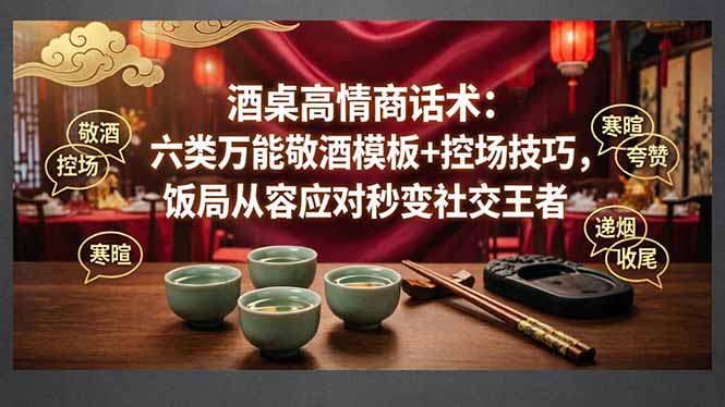 付费文章：酒桌高情商话术：六类万能敬酒模板+控场技巧，饭局从容应对秒变社交王者-聊项目