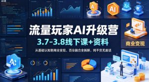 流量玩家AI升级营(3.7-3.8线下课和资料),从基础认知到商业变现、百业融合全拆解,纯干货无废话-聊项目