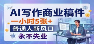AI写作商业稿件，一小时5张+，普通人新风口，永不失业-聊项目