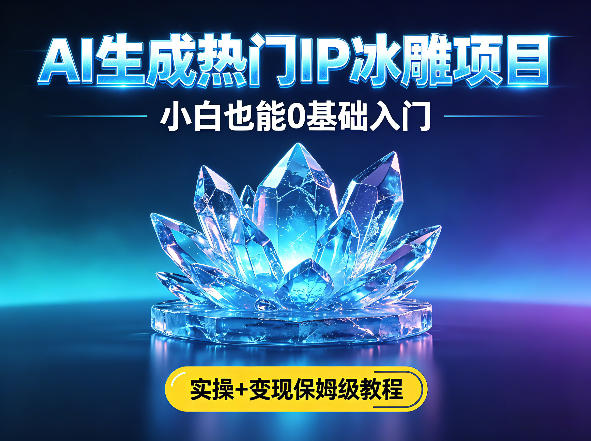 AI生成热门ip冰雕项目，小白也能0基础入门，实操+变现保姆级教程-聊项目