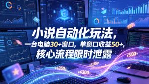 小说挂G自动化玩法，一台电脑30+窗口，单窗口收益50+，核心流程限时泄露【揭秘】-聊项目