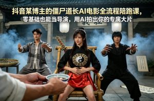 抖音某博主的僵尸道长AI电影全流程陪跑课,零基础也能当导演,用AI拍出你的专属大片-聊项目