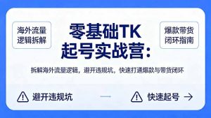 零基础 TK 起号实战营:拆解海外流量逻辑,避开违规坑,快速打通爆款与带货闭环-聊项目