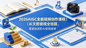 2026AIGC全能视频创作课程|从文图音视全链路,零基础进阶AI变现接单-聊项目