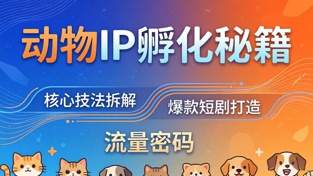动物IP孵化全套秘籍，三大核心技法拆解，打造爆款萌宠短剧，轻松拿捏赛道流量密码-聊项目