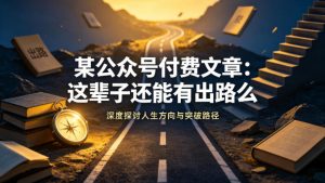 某公众号付费文章：这辈子还能有出路么-聊项目
