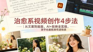 治愈系视频创作4步法|从文案到画面,AI+剪映全实操,新手也能精准传递情感-聊项目
