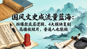 国风文史成流量蓝海：拆爆款底层逻辑，4大模块复刻高播放短片，普通人也能做-聊项目