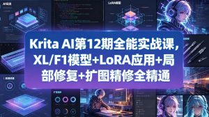 Krita AI第12期全能实战课,XL/F1模型+LoRA应用+局部修复+扩图精修全精通-聊项目